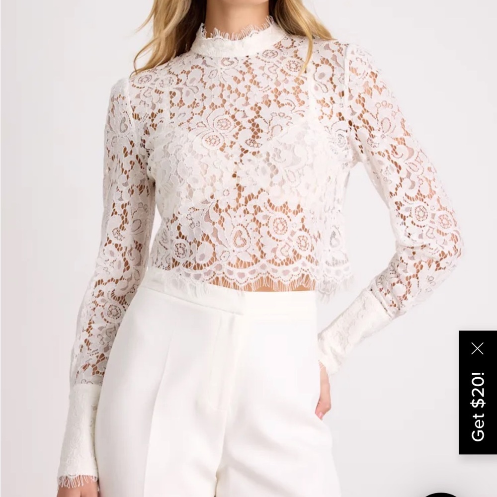 Lulus White Lace Top - NEW WITH TAGS